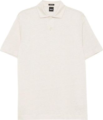 HUGO BOSS Linnen Katoenen Poloshirt - Heren - Polos - Beige - XL - Katoen - Tops