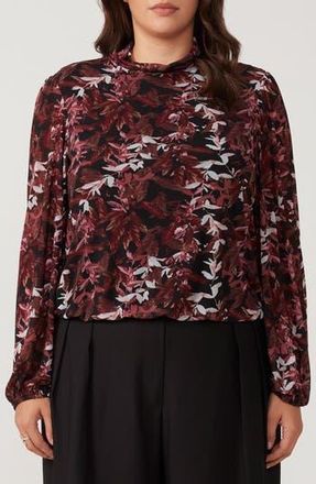 Estelle Reflection Leave Mesh Top in Black/rose at Nordstrom Rack, Size 20W