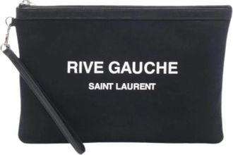 Saint Laurent Pre-owned Canvas Clutch - Dames - Vintage Clutch - Zwart - ONE Size - Vintage
