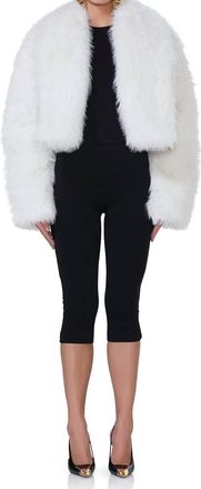AFRM Stephanie Fur Jacket In Off White