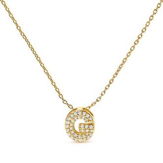 House of Brilliance 10K Gold Diamond Accent A-Z Initial Bubble Pendant Necklace in Yellow | G at Nordstrom
