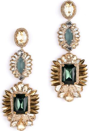 Deepa Gurnani Klara Beaded Crystal Drop Earrings in Emerald at Nordstrom