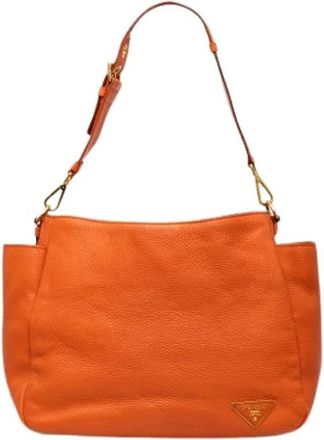 Prada Pre-owned Vintage Leren Schoudertas - Dames - Vintage Schoudertas - Oranje - ONE Size - Leer - Vintage