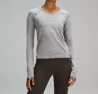lululemon Swiftly Tech Long Sleeve 2.0 Race Length Top In Slate/white