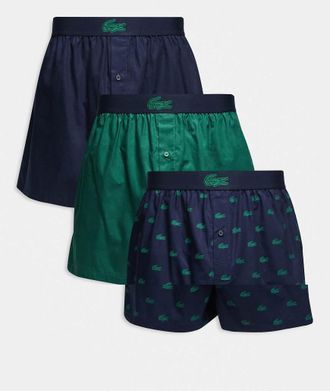 Lacoste Confezione da 3 boxer blu navy e verdi