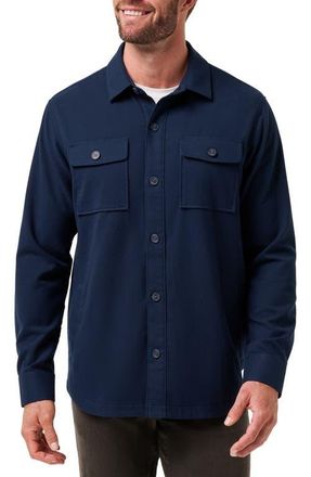 Travis Mathew Wanna Bet Stretch Poplin Button-Up Shirt Jacket in Total Eclipse at Nordstrom, Size Medium