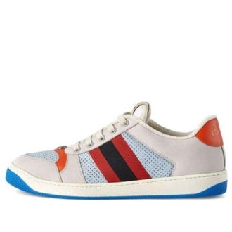 Gucci Screener GG Leather Sneakers Grey Blue Red 708296-0YIA0-1471