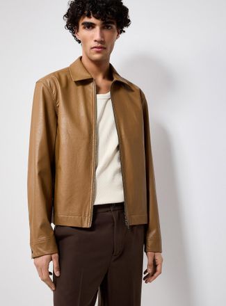 Le 31 Mens Textured faux-leather jacket