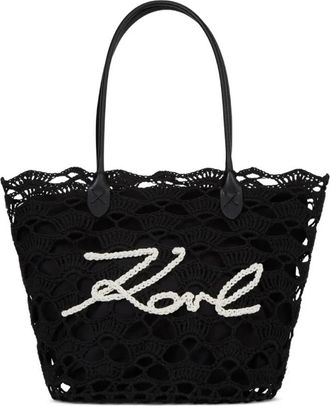 Karl Lagerfeld K/Signature Crochet Tote - Dames - Shoppers - Zwart - ONE Size - Tassen