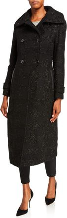 Mackage Elodie Double-Breasted Sparkly Long Coat