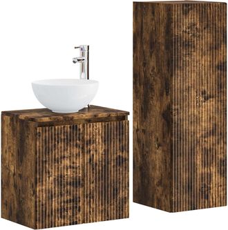 vidaXL Juego De Muebles De Ba&ntilde;o 2 Uds. Roble Ahumado Vidaxl
