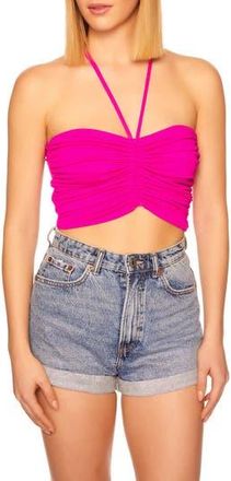 Susana Monaco Ruched Crop Halter Top in Magenta at Nordstrom Rack, Size Medium