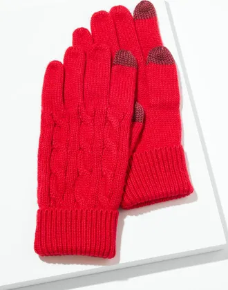 Talbots Soft Cable Knit Gloves - Red - 001 Talbots