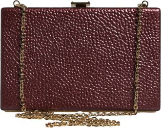 Dolce & Gabbana Maroon Leather Clutch Evening Crossbody Womens Bag