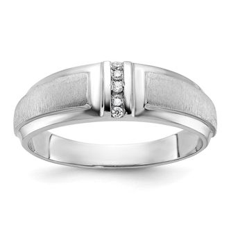 Diamond2Deal 14k White Gold Lab Grown Diamond 3-Stone Band Ring 0.05Ct Clarity- VS Color- G-H