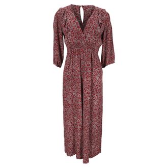 BA&SH Ba & sh V-Neck Printed Jumpsuit in Red Viscose