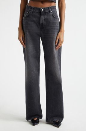 Haikure Korea High Waist Straight Leg Jeans in Authentic Black Wash at Nordstrom, Size 29