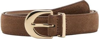 Mango Oval Buckle Suede Belt in Brown at Nordstrom, Size X-Large