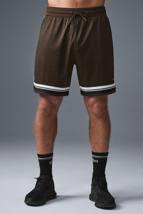 Alo | 7 Key Mesh Basketball Short in Espresso Brown, Size: Medium