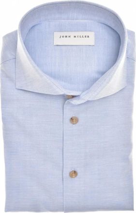 John Miller Overhemden, Heren, Blauw, L, Katoen, Zakelijk Overhemd