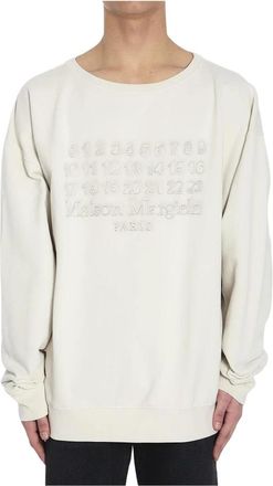 Maison Margiela Numeric Logo Crewneck Sweatshirt - Heren - Sweatshirts - Beige - XS - Katoen - Hoodies & sweatvesten