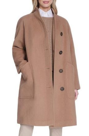 Cole Haan Asymmetric Wool Blend Coat in Camel at Nordstrom Rack, Size 10