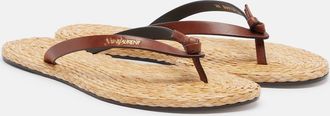 Saint Laurent Pool leather-trimmed thong sandals