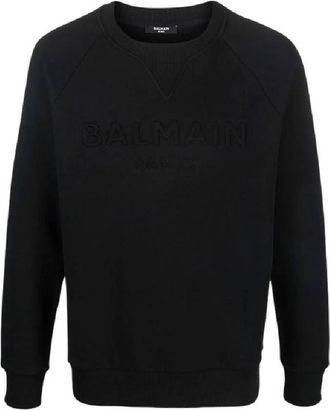 Balmain Logo Embossed Cotton Sweatshirt, Size Small