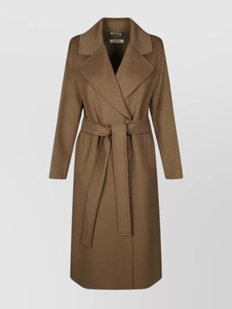 Max Mara belted long sleeve coat and pockets