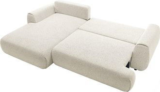 Vente-Unique Sof&aacute; rinconera izquierda en tela jaspeada beige MONELIA