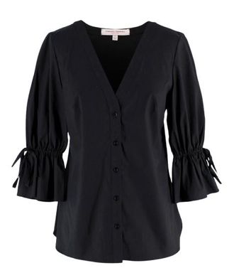 Carolina Herrera Black Poplin Blouse Size XS