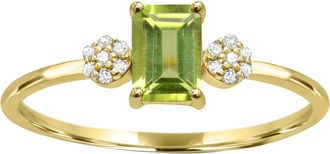 Diamond2Deal 10K Yellow Gold Peridot and Diamond Engagement Ring ( 0.60Ct)