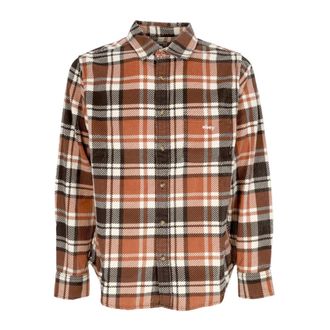 Obey Cord geweven overhemd lange mouw bruin - Heren - Casual Overhemden - Veelkleurig - L - Katoen - Overhemden