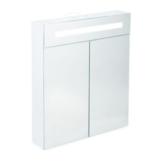 Relaxdays Relaxdays - Armario Con Espejo, Led, Dos Puertas, Tres Compartimentos, Con Luz, Para Pared, Blanco, 67 X 60 X 12 Cm
