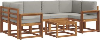 vidaXL Conjunto De Sof&aacute;s De Exterior 7 Uds. Gris Natural Y Claro Vidaxl