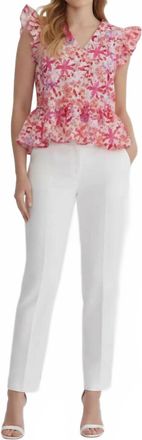 Entro Garden Ruffle Peplum Top In Blush