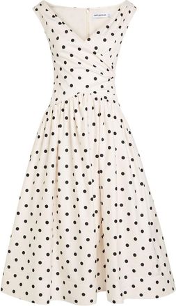 Self Portrait Polka dot Cotton-poplin Midi Dress - Cream - 16 (UK16 / XL)