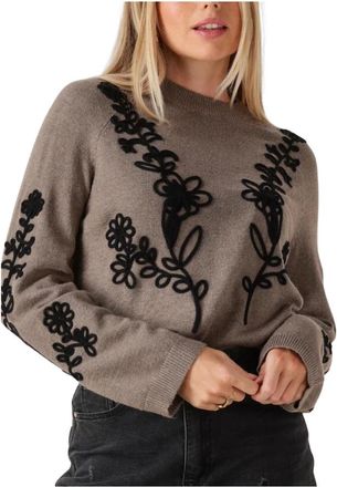 Object Objlaney Rubin LS Pullover - Dames - Ronde hals truien - Bruin - XS - Polyester - Truien & Vesten