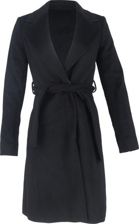 HUGO BOSS Pre-owned Womens Belted Coat in Black Wool - Size EU 40 (Womens)