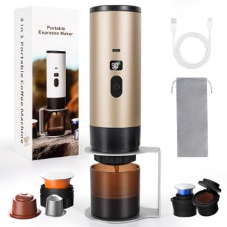 OEM Cafetera Port&aacute;til Con Bandeja De Goteo De Caf&eacute;, M&aacute;quina De Caf&eacute; Expreso Para Camping, Mini Cafetera Autocalentable, Compatible Con Caf&eacute; Molido Y En C&aacute;
