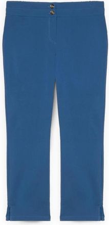 Fiorella Rubino Capri broek met split aan de zijkant - Dames - Vrijetijds broeken - Blauw - S - Polyester - Broeken