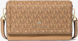 Michael Kors Jet Set Leather and Signature Logo Convertible Crossbody Bag