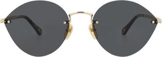 Chlo&eacute; Cat Eye-Frame Metal Sunglasses