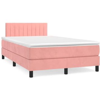 vidaXL Vidaxl - Cama Box Spring Con Colch&oacute;n Terciopelo Rosa 120x190 Cm