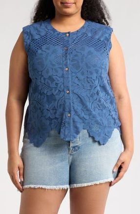 Forgotten Grace Lace Button Tank in Navy at Nordstrom Rack, Size 1X