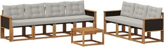 vidaXL Conjunto De Sof&aacute;s De Exterior 8 Uds. Natural Y Gris Claro Vidaxl
