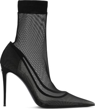 Dolce & Gabbana KIM DOLCE&GABBANA tulle ankle boots - women - Goat Skin/Elastane/Nylon/Nylon/Nylon/Rayon/Rayon - 41 - Black