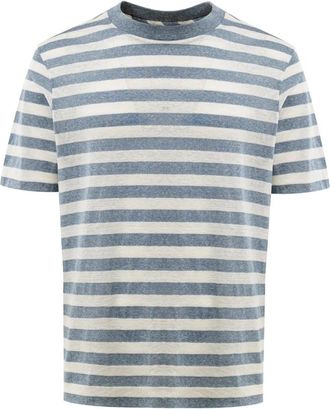 Gran Sasso Tops, Heren, Blauw, L, Katoen, Gestreept Katoenen T-shirt