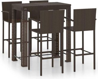 vidaXL Vidaxl - 5 Piece Outdoor Bar Set with Armrest Poly Rattan Brown
