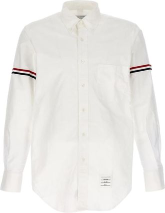 Thom Browne Grosgrain Arm Band Oxford Shirt - Heren - Casual Overhemden - Wit - S - Katoen - Overhemden